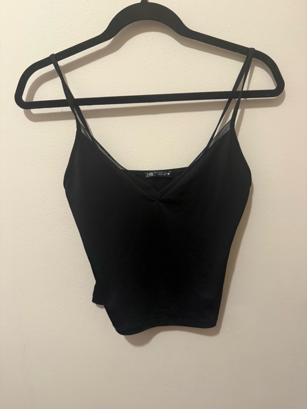 Zara Black V-Neck Double-Spaghetti Strap Tank